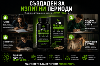 IZPIT PRO FOCUS™ | Подкрепа за успех при изпит и листовки