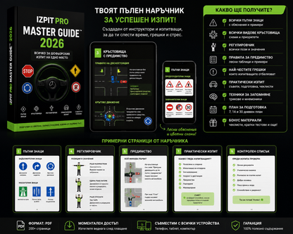 📘 IZPIT PRO MASTER GUIDE™ 2026 | Всичко за шофьорския изпит